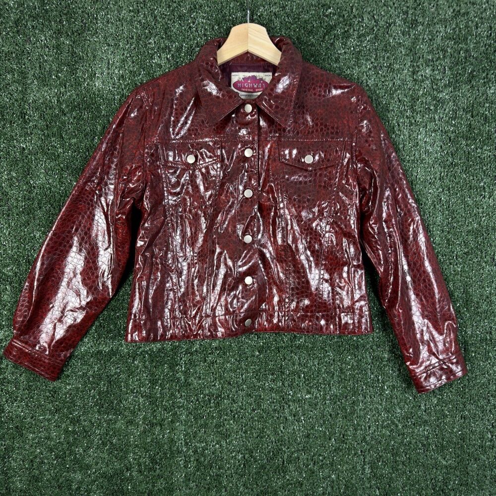 Vintage Y2K Highway Original Style Faux Leather Jacket Women’s Size L Snakeskin